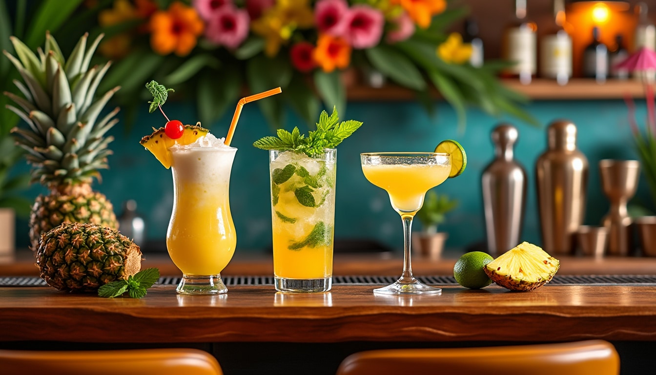 découvrez les meilleures recettes de cocktails à l'ananas qui égaieront vos soirées. des mélanges rafraîchissants et fruités, parfaits pour impressionner vos invités ou savourer en toute simplicité. laissez-vous tenter par ces créations savoureuses et faciles à réaliser!